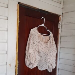 Lovers + Friends Cream Blouse with Black Stars Exactrated Long Sleeves